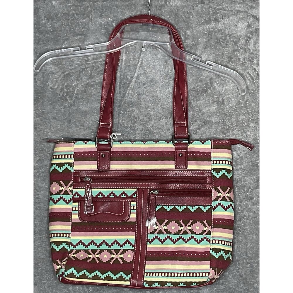 VISM Shooters Gear Concealed Carry CCW Tote Aztec Western Boho Handbag Burgundy